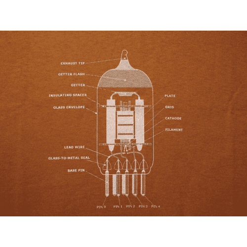 T-Shirt - Rust with 12AX7 Tube Diagram image 1