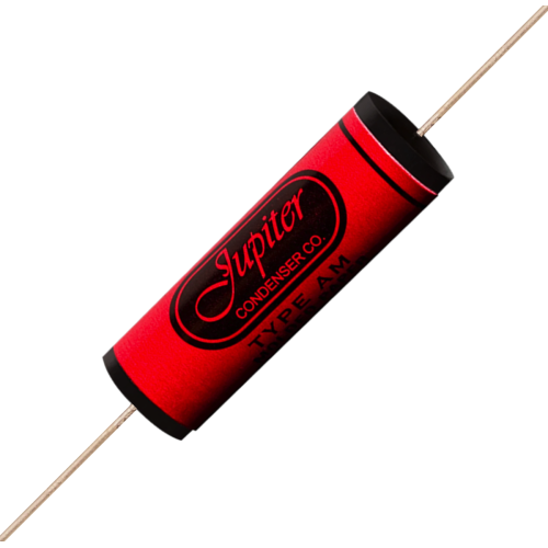 Capacitor - Jupiter, Red Astron Capacitors, Tin Foil, Axial Lead image 1